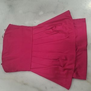 Arden B Peplum Hot Pink Satin Dress